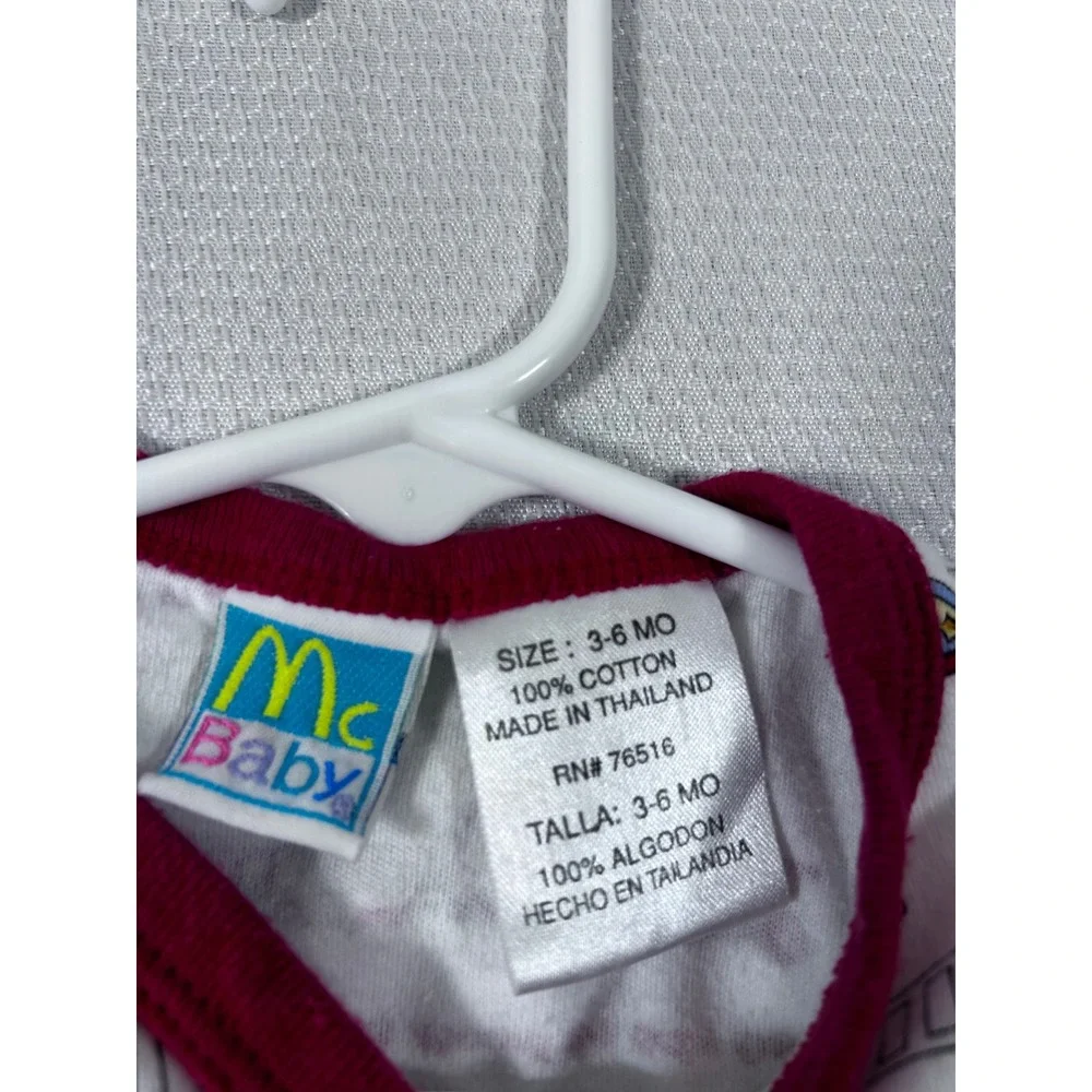 Mc Baby Bodysuit‎ 3-6 MO White Maroon Train Print Snap Front Baby Boy